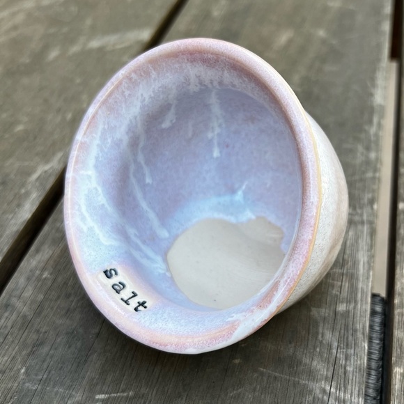 Studio Pottery Handmade Ceramic Glazed Sea Salt Cellar Dispenser Artist Signed - Picture 5 of 10